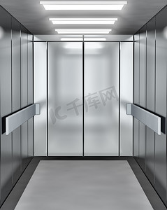 现代电梯与打开的门