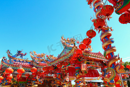 Roi Et, 泰国-1月 32017: 中国神社美丽.
