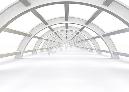 抽象的未来派白渡桥。3d 图