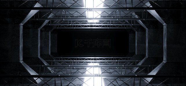 外星人科幻导致白色发光黑暗光线在未来派莫