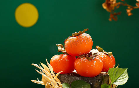 霜降棚拍红色柿子24节气创意摄影图配图
