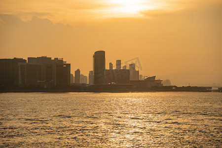 温州瓯海城市夕阳摄影图配图