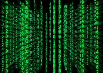 矩阵数字排列光效径向模糊绿色背景