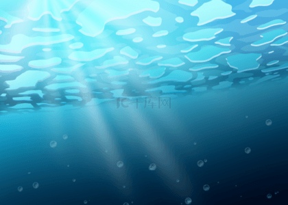 水面波纹气泡光线卡通风格海洋背景