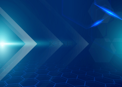 科技光效线条几何图形抽象蓝色背景