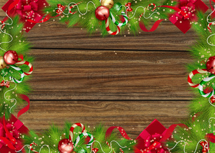 圣诞节木板温馨边框背景