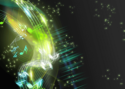 唯美情人节促销背景散点梦幻绿色背景音乐耳机促销主图数字排列矩阵