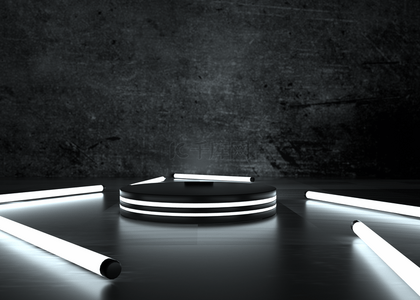 几何体3d渲染灯管效果背景抽象展台展示