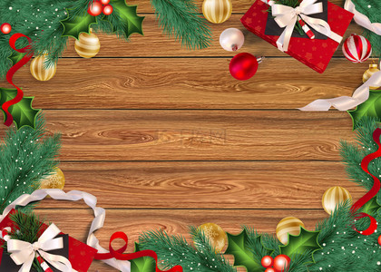圣诞节木板时尚边框背景