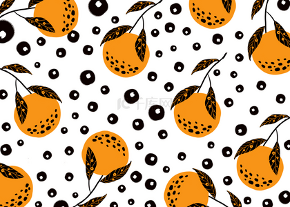 橙子水果卡通创意抽象背景