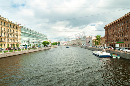 Fontanka canal view at cloudy weather，圣彼得堡，俄罗斯