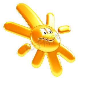 孤立的符号太阳微笑3D渲染
