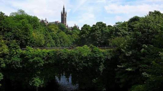 英国地标摄影照片_格拉斯哥大学，苏格兰，英国。