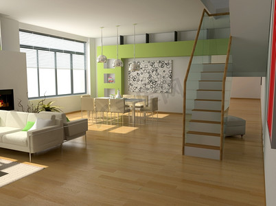 现代室内设计(私人公寓3D渲染)