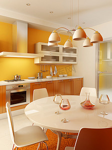 现代厨房室内3D渲染