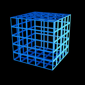 平面蓝色三维立方体