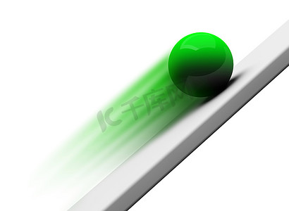 绿色镀铬球向上滚动3D渲染