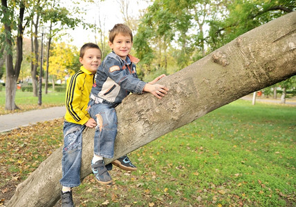 树枝状水系摄影照片_挂在树枝上的男孩