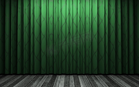 绿色天鹅绒窗帘开场场景3D制作