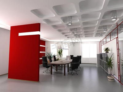 公司室内设计摄影照片_现代办公室内设计(3D渲染)