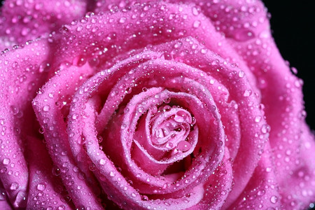 粉色玫瑰摄影照片_玫瑰上的水滴