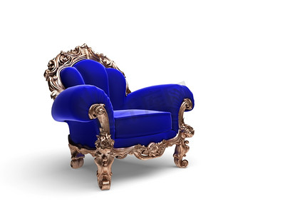 3D制作的孤立经典金色椅子