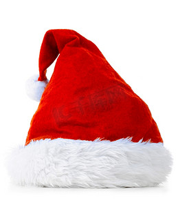 圣诞老人从白色背景剪出的帽子圣诞帽手编帽戴着冬帽,戴着节日眼镜的