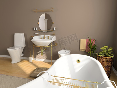 现代浴室内饰(3D渲染)