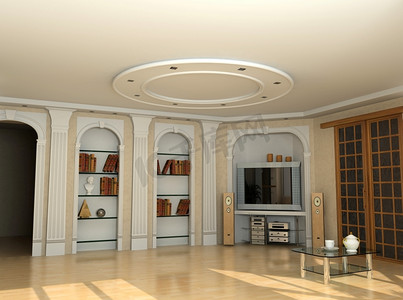 古典风格的现代室内设计(私人公寓3D渲染)