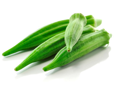 白色背景的新鲜秋葵秋葵丝瓜