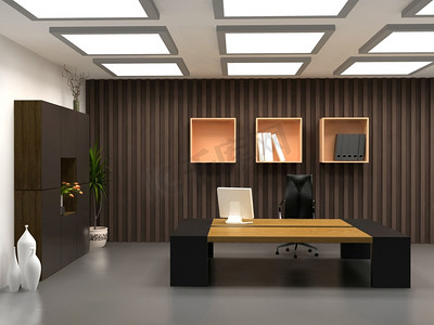 现代办公室室内设计（3d渲染）