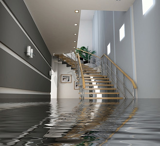 带有水下楼梯的现代室内装潢(3D)