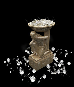 大量的钻石和大理石雕像在3D制作