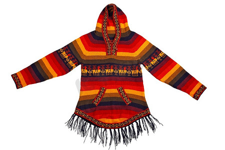 玛雅人摄影照片_墨西哥风格针织夹克孤立