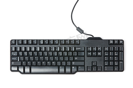 白色背景隔离的黑色电脑键盘