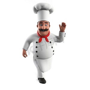 美食摄影照片_3D渲染的厨房厨师的例证