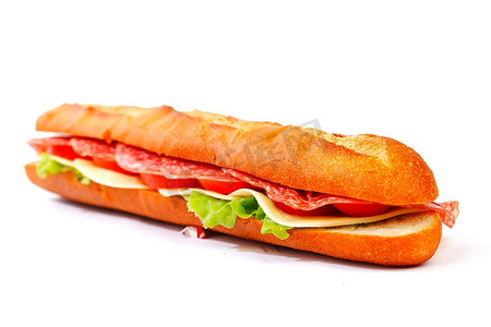 长长的三明治，白里加意大利腊肠番茄