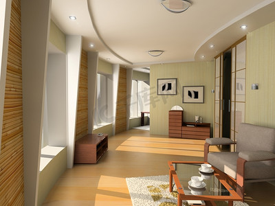 折衷主义摄影照片_现代酒店室内设计(3D渲染)