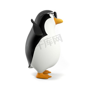 一个酷企鹅的3d渲染的例证