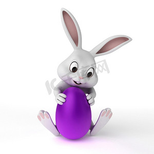 兔子卡通可爱摄影照片_一个可爱的复活节兔子的3d渲染的例证