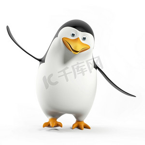 企鹅3d摄影照片_一只酷企鹅的3D渲染插图