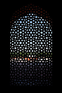 胡马云和锐利的大理石雕刻纱窗；S墓，印度德里