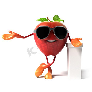 一个红苹果的3d渲染图动物漫画屏幕截图