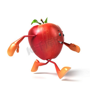 苹果红色的摄影照片_红苹果的3D渲染插图