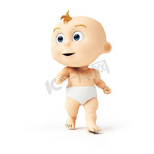 一个可爱婴儿的3D渲染插图
