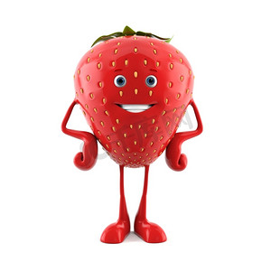 草莓角色的3D渲染插图