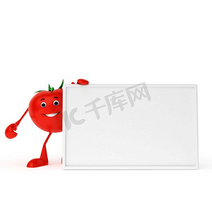 食品角色西红柿的3D渲染插图