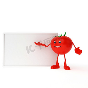 卡通食品食物摄影照片_食品角色西红柿的3D渲染插图