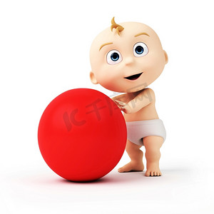 一个可爱婴儿的3D渲染插图