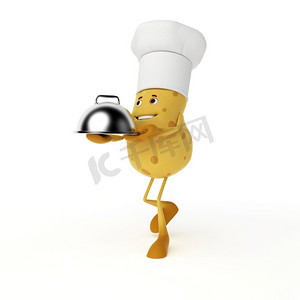 食品角色-土豆的3D渲染插图